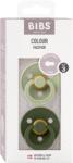 BIBS - Set 2 suzete Colour Latex, tetina rotunda, 18 luni +-Sage/Hunter Green (130212)