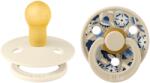 BIBS x LIBERTY - Set 2 suzete Colour Bobo Latex, tetina rotunda, 0 luni+-Ivory/Vanilla (11020101)