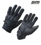SM Racewear Manusi moto din piele naturala perforata SM Racewear Tornado Wind - Barbati - Vara - Ventilate, cu piele dublata in palma - Negru (MPW044-S)