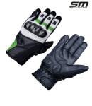 SM Racewear Manusi moto SM Racewear Striker Short - piele naturala dublata, protectii hard carbon si panouri textile ventilate (MPS041-SV)