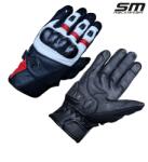 SM Racewear Manusi moto SM Racewear Striker Short - piele naturala dublata, protectii hard carbon si panouri textile ventilate (MPS041-XLR)
