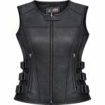 SM Racewear Vesta moto din piele naturala perforata SM Racewear Venti - Femei - Urban - Reglaje Velcro si fermoare metalice - Negru (VPV094-M)