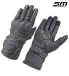 SM Racewear Manusi moto din piele naturala SM Racewear Road - Barbati - Sport Touring - Cu protectii monturi, degete si antebrat - Aderenta excelenta - Negru (MPR011-M)