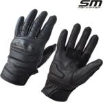 SM Racewear Manusi moto din piele naturala perforata SM Racewear Summer - Barbati - Urban - Protectii monturi degete - Palma dublata - Negru (MPS039-M)