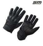 SM Racewear Manusi moto din piele naturala perforata SM Racewear Wind - Barbati - Urban - Protectii monturi degete - Palma dublata - Negru (MPW014-M)