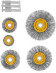 Denzel 5db-os INOX drótkorong készlet fúróba, kreppelt, lapos+ rögzítőcsapok, 0, 3 mm szálvastagság (744957)
