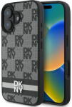 DKNY Husa iPhone 16 - DKNY Leather Hardcase Checkered Pattern & Printed Stripes(DKHCP16SPCPTSSK) - Black