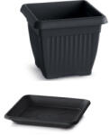 Prosperplast Virágcserép Alátéttel Négyszög. Antracit Dkwt45, Pkwt41-S433 - 450X350X450 mm