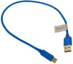 Lanberg 41653 Prémium USB 2.0 - USB Type-C adat- és töltőkábel, QC 3.0 5A, textilvédelemmel, 50 cm, aranyozott csatlakozók, kék