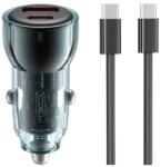 XO CC60 Autós töltő 1xUSB 1xUSB-C kábellel 60W sötétkék (CC60_TYPE-C_BLUE)