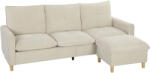 HOMCOM Canapea 3 locuri cu ottoman de depozitare, colțar modular 210 cm, șezut larg, țesătură cu aspect de in, crem | Aosom Romania (83B-741V00CW) Canapea