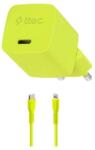 Ttec Încărcător ttec - SmartCharger, 20W, GaN, USB-C/Lightning, galben (8694470193281)