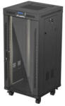 Lanberg 19" szabadon álló rack szekrény 24U/600X600 üvegajtó, lapraszerelt, LCD kijelző, fekete V2 (FF01-6624-12BL) - mzona