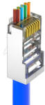 Nestron NPN-RJ45-1C6PTSF-PC100 Árnyékolt RJ45 csatlakozó; Cat6; átfűzhető; fali és patch kábelekhez (NPN-RJ45-1C6PTSF-PC100) - digipont