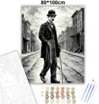  Charlie Chaplin - A csavargó - számfestő készlet - 80×100 cm (Keretre feszítve)
