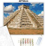  Chichén Itzá Maja piramis - számfestő készlet - 40×50 cm (Keretre feszítve)