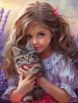 NORIMPEX - Puzzle Tablou Diamant: Fată cu o pisică 30x40cm - 1 - 39 piese