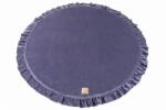 MeowBaby Saltea de joaca din spuma MeowBaby® pentru copii, rotunda cu volanas, catifea blue (MATA023)