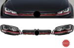 KITT Ansamblu faruri LED cu grila rosie pentru VW Golf 7 RHD 2012-2017 (COHLVWG7GTILEDFWRHD)