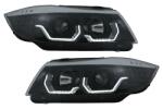 KITT Faruri LED 3D Angel Eyes negre pentru BMW Seria 3 E90 E91 LHD 2005-2008 (HLBME90BLED)