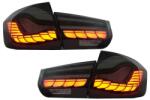 KITT Stopuri OLED BMW Seria 3 F30/F35/F80 rosu fumuriu M4 cu semnal dinamic (TLBMF30RSNL)