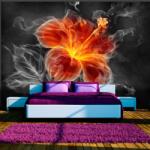 Artgeist Fototapet - Fiery flower inside the smoke - 200x140