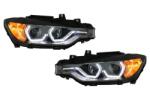KITT Lightning Faruri LED Angel Eyes DRL negre pentru BMW Seria 3 F30 F31 2011-2015 (HLBMF30M3)