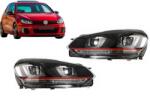 KITT Faruri LED pentru VW Golf 6 VI 2008-2012, design GTI cu banda rosie (HLVWG6UR)