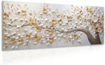 Dovido Tablou copac cu flori alb-aurii - 80x40