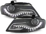 KITT Lightning Faruri LED DRL negre pentru Audi A4 B8 8K 2008-2011 cu lumini de zi (SWA16DLGXB)