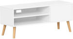 VASAGLE Comoda TV VASAGLE alba 120 cm cu 2 rafturi si dulap push-open (EZ-LTV120T46) Comoda