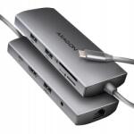 AXAGON HMC-8HLSA Többportos Usb hub 9in1, 5Gbps, 3x Usb-a Hdmi 4K/30Hz, Sd, , , (HMC-8HLSA)