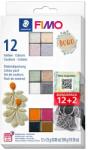 FIMO Effect Colour Pack süthető gyurma készlet, 12x25 g - Boho, kulcskarikákkal