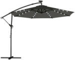 Outsunny LED napelemes napernyő, kb. Ø300 cm, forgatható, hajtókaros talppal és védőburkolattal, sötétszürke