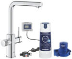 GROHE Baterie de bucatarie Grohe Blue Pure Minta 30591000, 3/8 inch, filtrare apa, pipa inalta, tip L, pivotanta, dus extractabil, 600 l filtru inclus, contor, Crom (30591000)