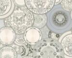  As-Creation Versace 3, 34901-3 design különböző mintájú dísztányérok szürke fehér ezüst tapéta (34901-3)