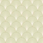 Klasszikus" Art deco design - Elegáns legyezőminta (palmetta) arany ívekkel mandulazöld fehér és arany tónus fémes hatás tapéta (105267023)