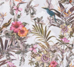 As-Creation Dream Flowery 38178-7 Natur Trópusi buja egzotikus motívum kolibrikkel krémszürke barna lila szines tapéta (38178-7)
