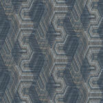 Természetes Etno geometrikus textil - bonyolult hímzés fantasztikus minta sötétkék szürke és barna tónus tapéta (751949)