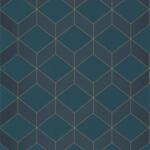  Casadeco 1930, 85686337 METRO Geometrikus 3D hatású síkidomok sötétkék szürkéskék arany fénylő mintarajzolat tapéta (85686337)