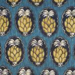  Casadeco Cuba 84476464 TISSU PINA BLEU Natur trópusi ananász motívum kék sárga fekete fehér textil (84476464)