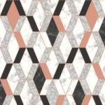  Ugepa Hexagone L63805 geometrikus 3D rombuszok márvány fehér szürke korall/bronz fekete tapéta (L63805)