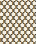  Kortárs grafika és a barokk stílus ötvözete - 3D Hexagon minta bézs fekete és arany tónus tapéta (89302640)