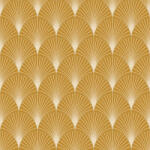  Klasszikus" Art deco design - Elegáns legyezőminta (palmetta) arany ívekkel okkersárga bézs és arany tónus fémes hatás tapéta (105262040)