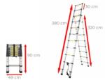 Ztrust scara combinata telescopica din doua piese 2 x 13 trepte | 3, 2 m | Aluminiu (TAL203238)