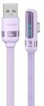 USAMS US-SJ651adatkábel (USB - Type-C, 66W, gyorstöltő, 90 fokos, cipőfűző, 120cm) LILA (180958)