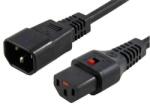 IEC Lock Cablul de alimentare IEC C14/IEC C13 drept M/F 1m negru cu blocare IEC LOCK (IEC-PC1024)
