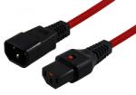 IEC Lock Cablul de alimentare IEC C14/IEC C13 drept M/F 1m roșu cu blocare IEC LOCK (IEC-PC1385)