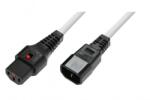 IEC Lock Cablul de alimentare IEC C14/IEC C13 drept M/F 3m alb cu blocare IEC LOCK (IEC-PC1076)