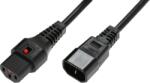 IEC Lock Cablul de alimentare IEC C14/IEC C13 drept M/F 2m negru cu blocare IEC LOCK (IEC-PC1021)